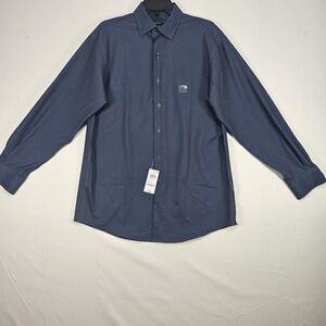 Alfani Regular Fit Geo Print Stretch Dress Shirt Navy 15–15.5 32–33